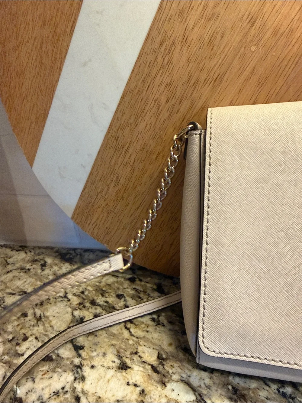 kate spade cream leather crossbody with chain strap